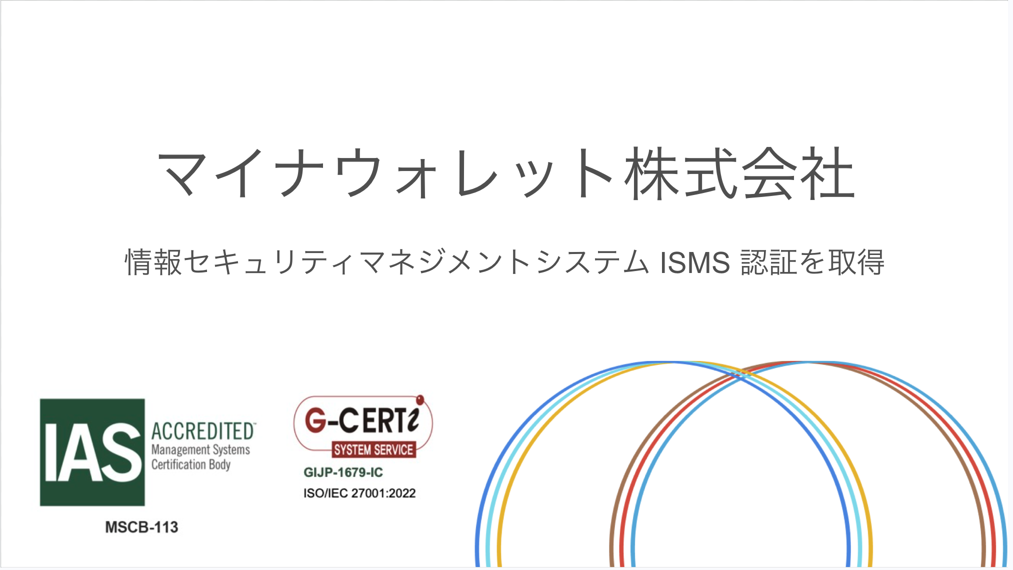 ISMS認証（ISO/IEC 27001:2022）を取得しました